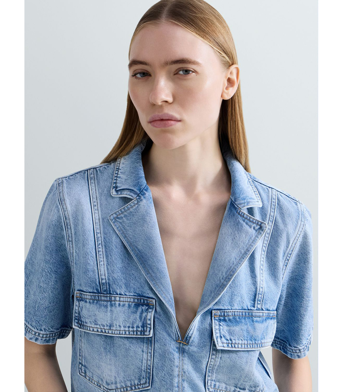 クロップドAged Lookデニムシャツ 詳細画像 ライトブルー 7